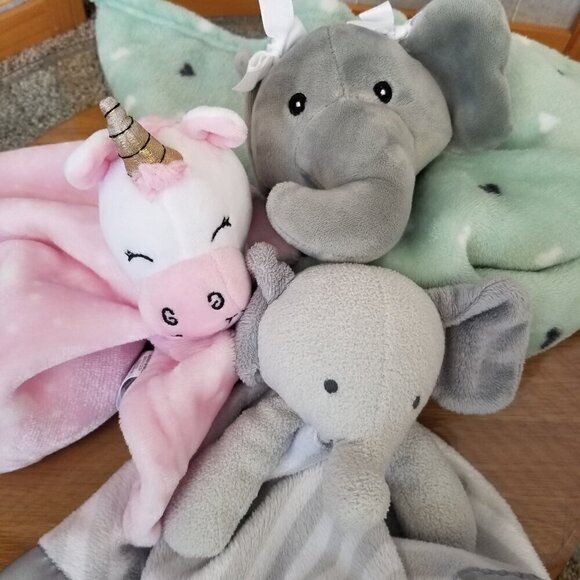 cloud island Other - Bundle of Blanket Dolls "Lovey" Security Blanket Elephants and Unicorns Set of 3
